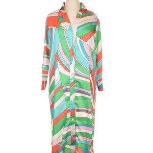 SONJA MORGAN New York Women's Silk Blend Colorful Abstract Striped Maxi Dress 14